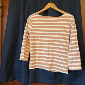 J. Crew classic fit boatneck top in bronzed clay and ivory